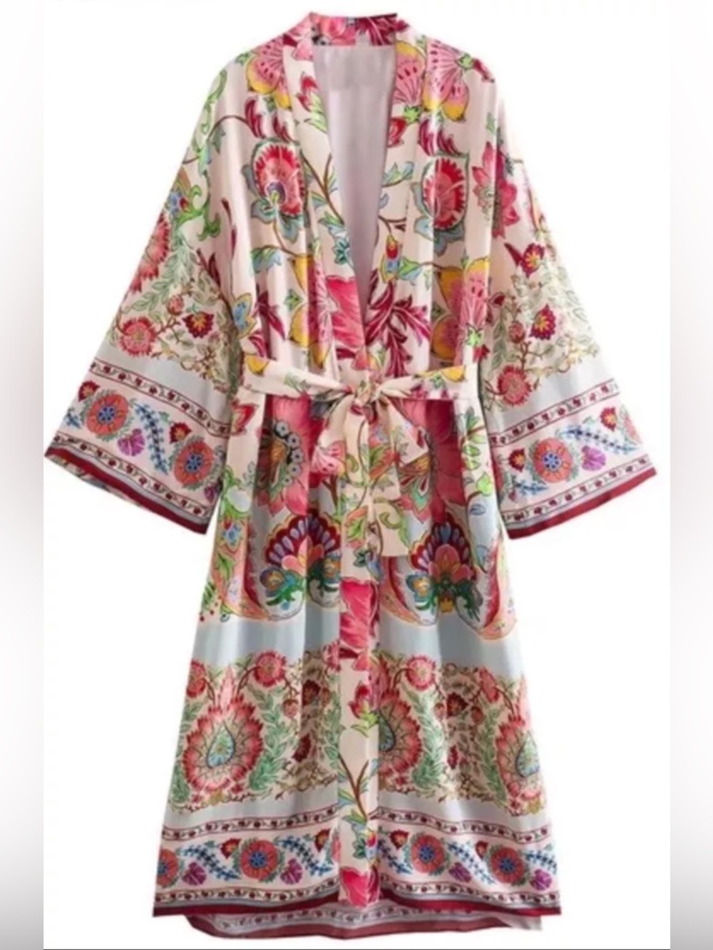 Zara Floral Kimono Jacket, Dress or Robe. Blush, Baby Blue, & Green. Size S